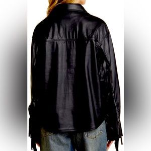 Free People faux leather fringe jacket shirt